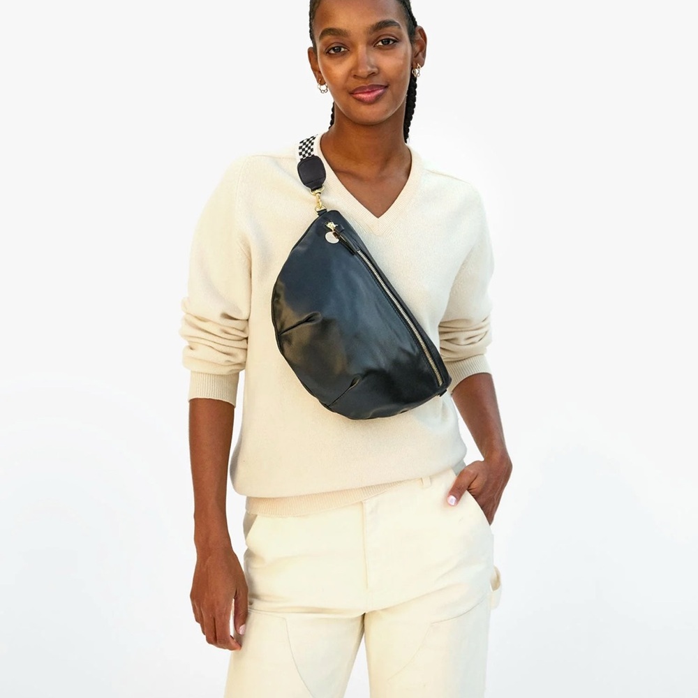 Clare V Black Leather Crossbody with Gold Accents - Picture 3 of 6